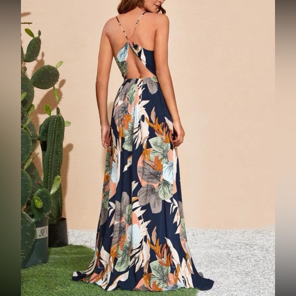 Boho tropical floral print cami maxi dress - Picture 3 of 5